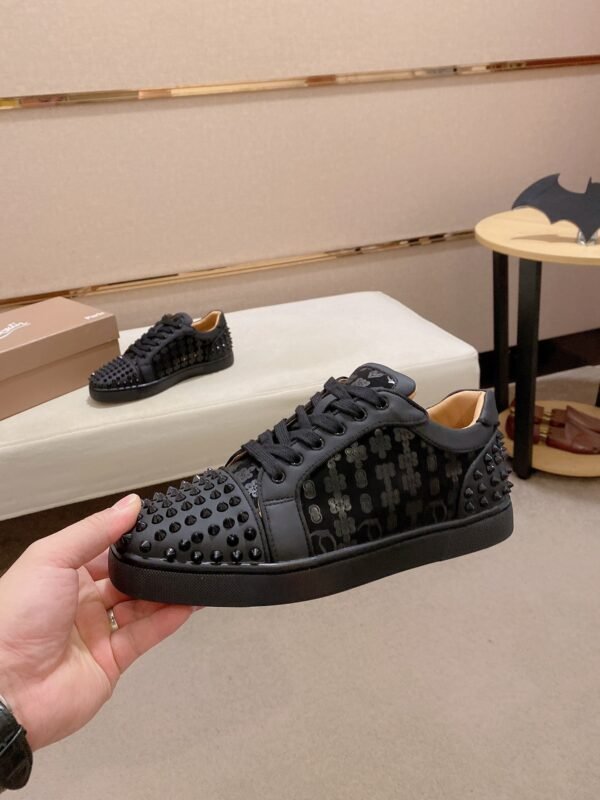 28244437 CLB Trainers with Studded Toe and Heel with Patterned Side Panels - Black