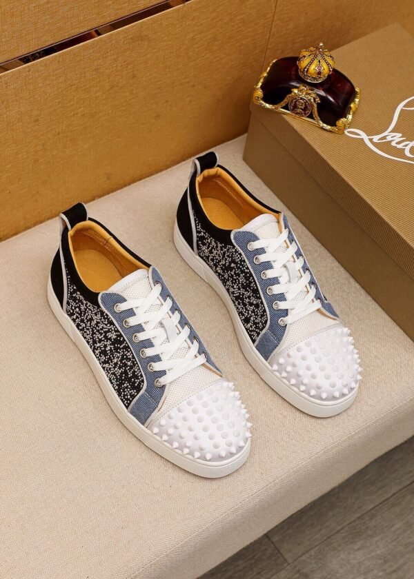 CLB Trainers with Studded Toe and Crystal-Effect Side Panels - Black/White