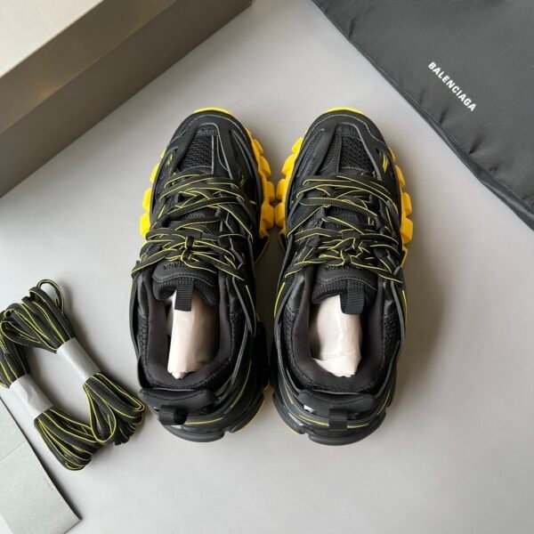 BLNCG Chunky Low-Top Trainers in Black with Yellow Contrast Accents