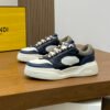 FND Low-Top Trainers with Subtle Brown Accents - Navy/White