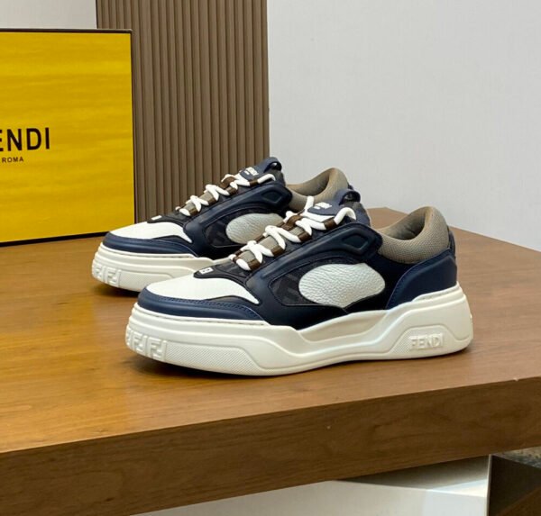 FND Low-Top Trainers with Subtle Brown Accents - Navy/White