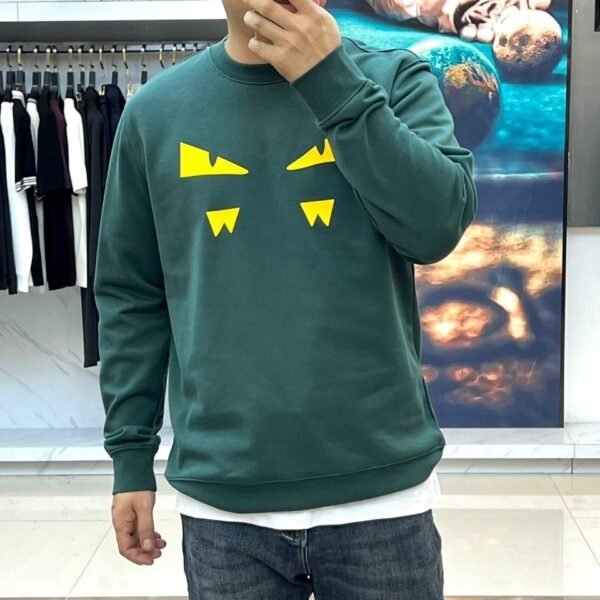 FND Crew Neck Jumper with Graphic Eye Detail - Green