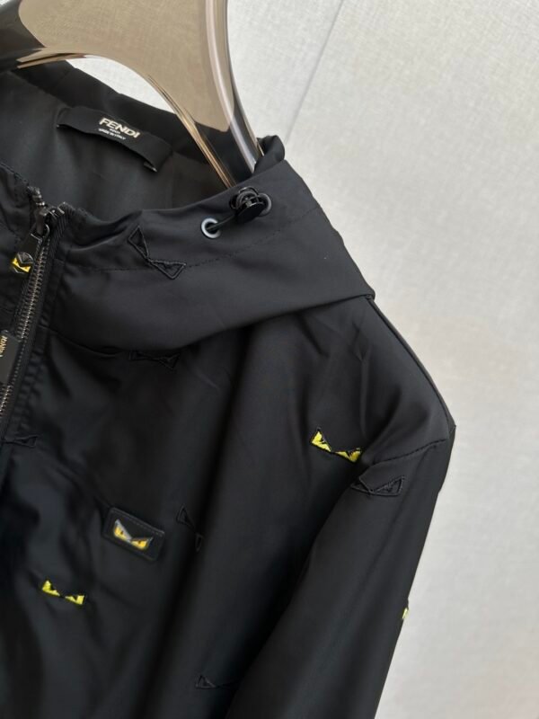 FND All-Over Eye Motif Hooded Jacket - Black