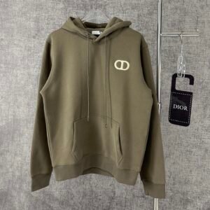 CD Embroidered Logo Pullover Hoodie - Olive Green