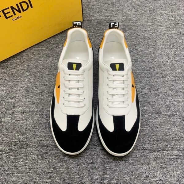 FND Low-Top Trainers with Contrast Yellow Panels - Black/White