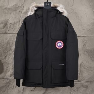 CG Utility Parka Coat with Fur-Trim Hood - Black