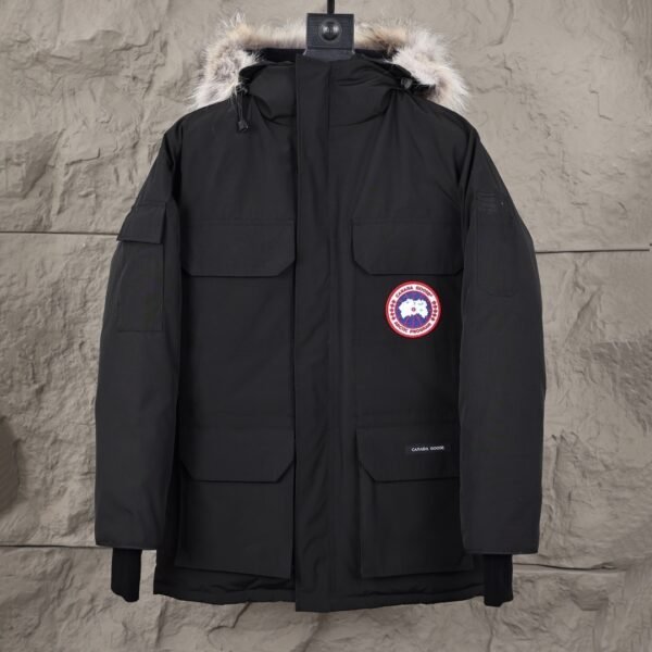 CG Utility Parka Coat with Fur-Trim Hood - Black