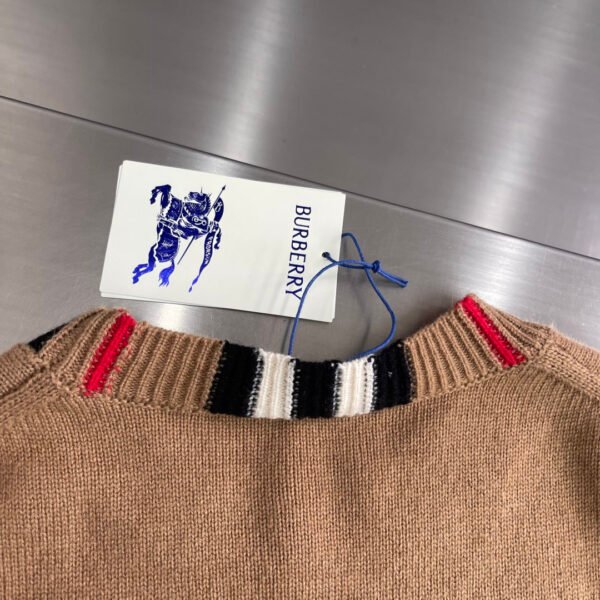 BRBY Striped Ribbed Crew Neck Knit Jumper - Brown