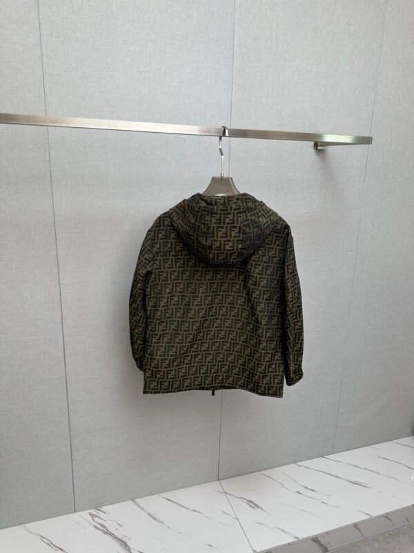 FND All-Over Pattern Zip-Up Jacket - Dark Brown