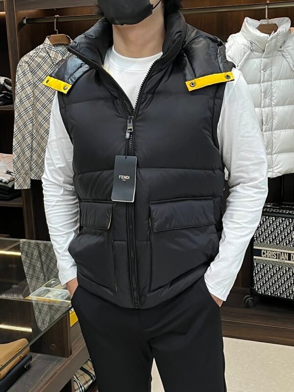 FND Hooded Puffer Jacket with Contrast Lining - Black