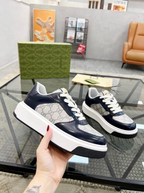 GCCI Low-Top Monogram Trainers with Contrast Panels - Black