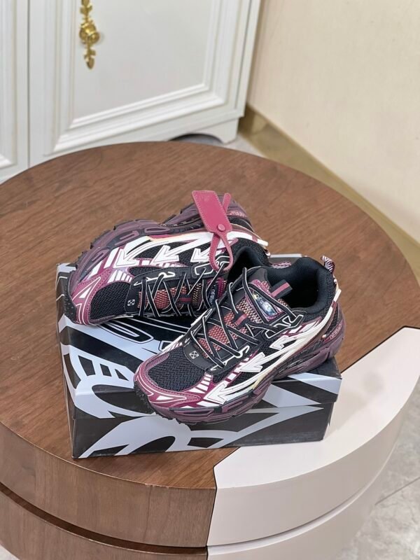 2e58319f OFFW Mesh Trainers with Graphic Panel Details - Burgundy/Black