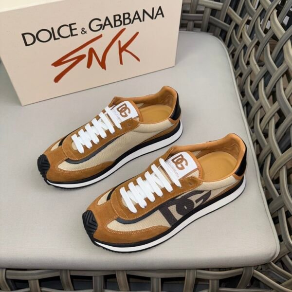 DG Low-Top Trainers with Tan & Beige Contrast Panels