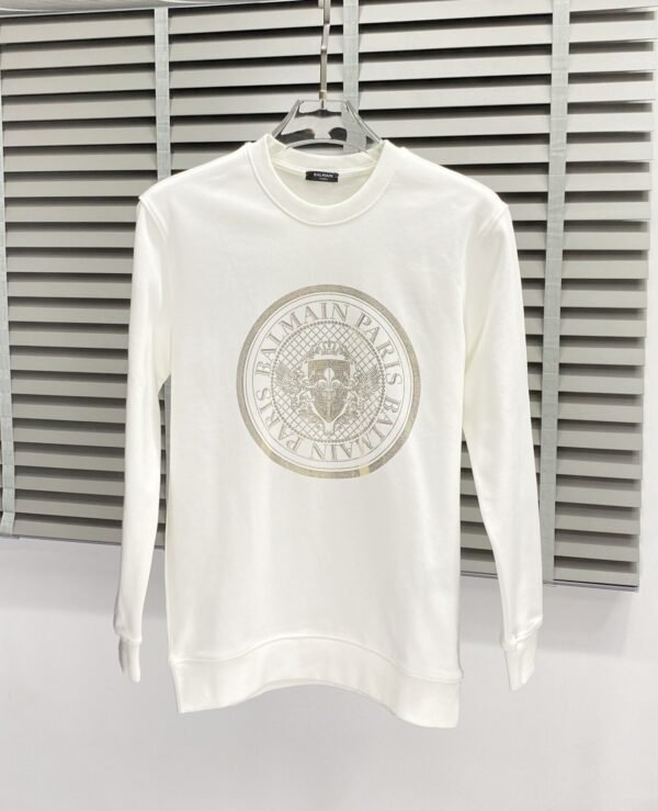 BLMN Paris Gold Logo-Print Long-Sleeve Tee Jumper