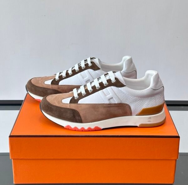 HRMS Low-Top Suede & Leather Trail Trainers – Brown & White Contrast