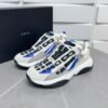 AMR Mesh & Suede Bone Runner Trainers - White Black & Blue