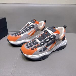 AMR Mesh & Suede Bone Runner Trainers – Grey Black & Orange