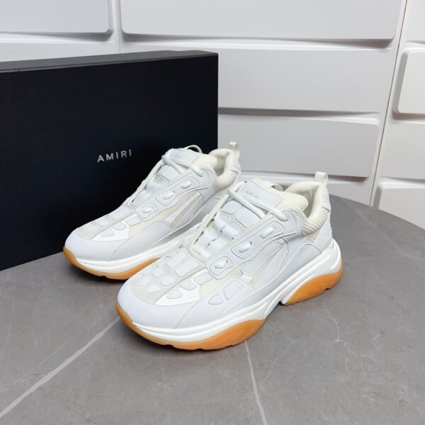 3 AMR Mesh & Suede Gum Sole Bone Runner Trainers – Off-White