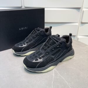 AMR Mesh & Suede Bone Runner Trainers – Black