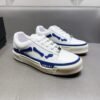 AMR Low-Top Leather Skel Trainers – White & Blue Accents