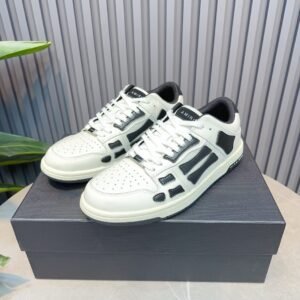 AMR Skel Leather Trainers – White with Black Accents