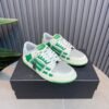 AMR Skel Leather Trainers – White with Green Accents