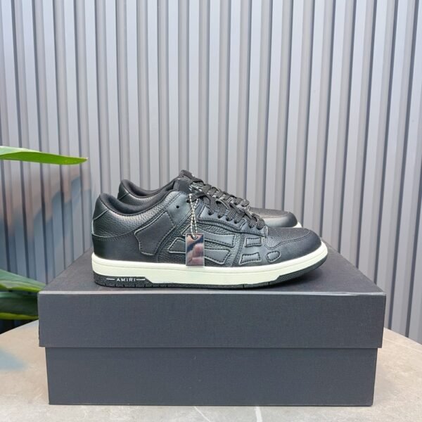 3 AMR Skel Leather White Mid Sole Trainers – Black