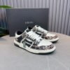 AMR Skel Leather Trainers – White with Leopard Print Textile Panels