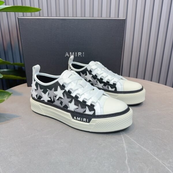 AMR Stars Court Low Mesh & Leather Trainers - Black & White
