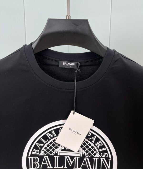 3 BLMN Paris Coin Logo Flocked T-Shirt - Black