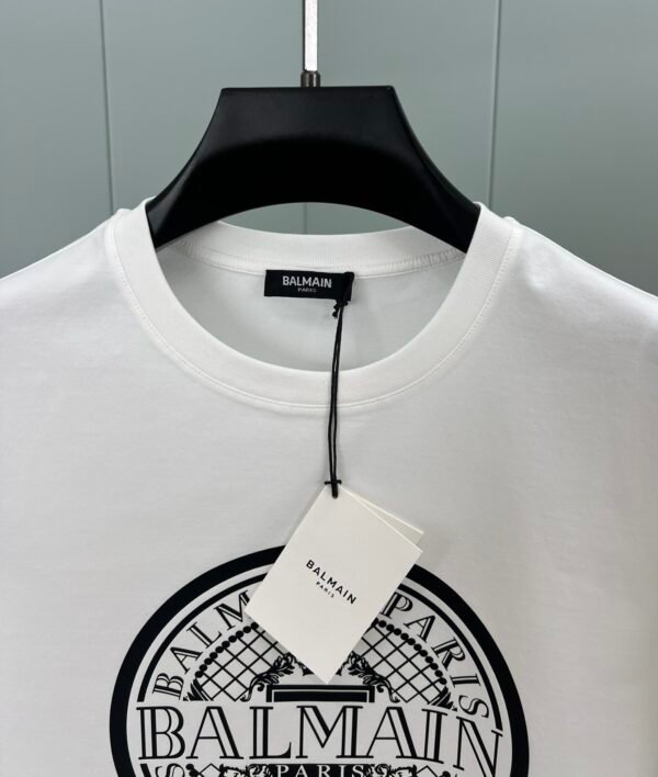 3 BLMN Paris Coin Logo Flocked T-Shirt – White