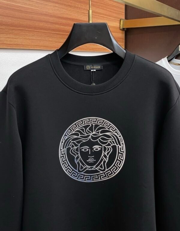 VRSC Silver Medusa Medallion Print Cotton Jumper - Black