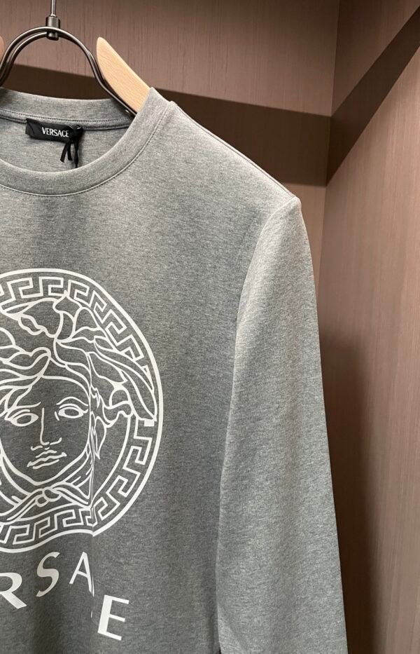 VRSC White Medusa Head Motif Cotton Crewneck Jumper – Grey