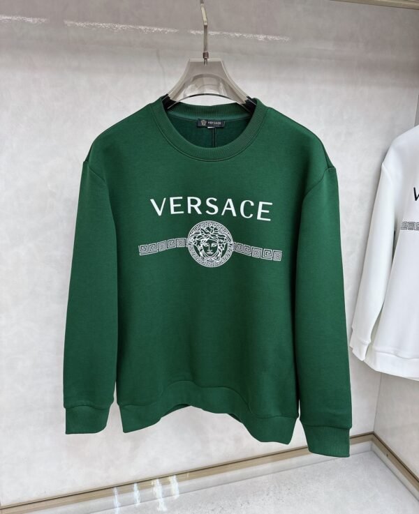 VRSC White Medusa Print Greek Key Pattern Crewneck Jumper – Green