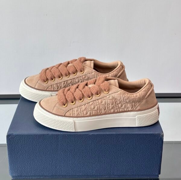 3 DXR CD Spin Suede & Oblique Canvas Trainers – Beige