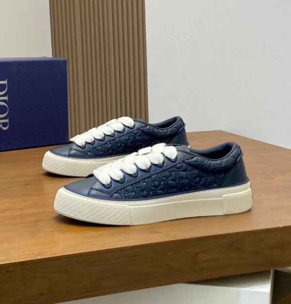 DXR CD Low-Top Oblique Leather Trainers – Navy Blue
