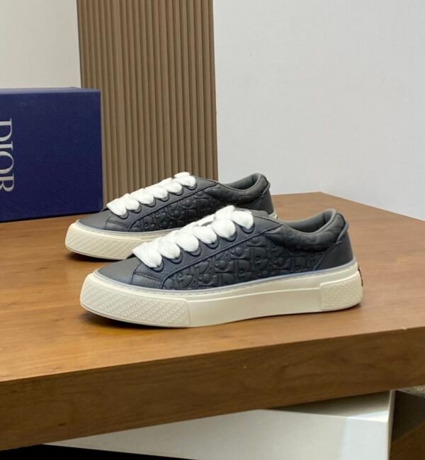 DXR CD Low-Top Oblique Leather Trainers – Black