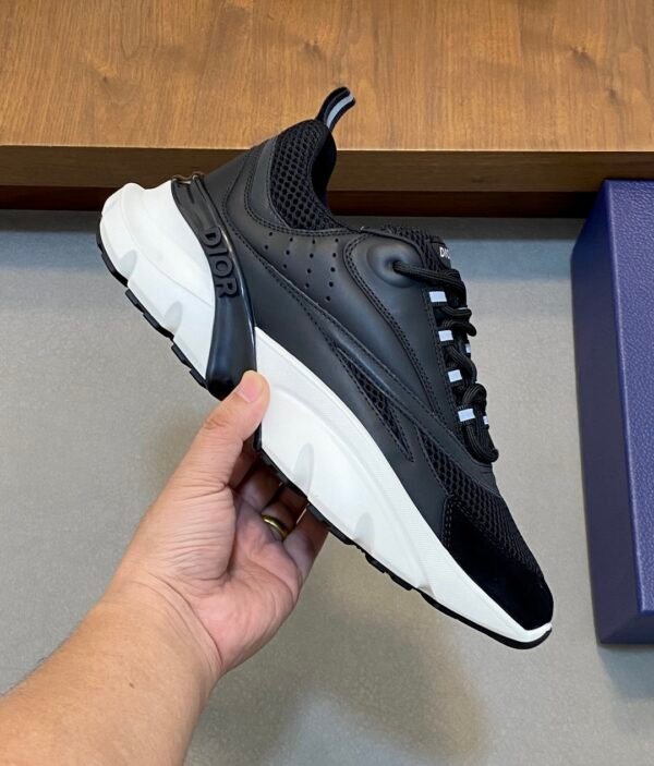 3 DXR Technical Mesh & Leather Trainers – Black & White