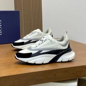 DXR Technical Mesh & Leather Trainers – White & Black