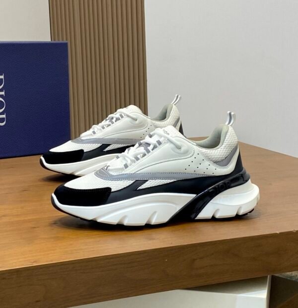 DXR Technical Mesh & Leather Trainers – White & Black