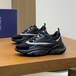 DXR Technical Mesh & Leather Trainers – Black Reflective