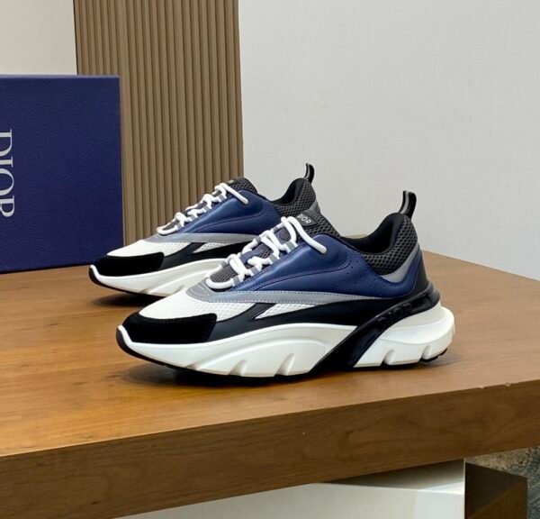 DXR Technical Mesh & Leather Trainers – Blue & Black