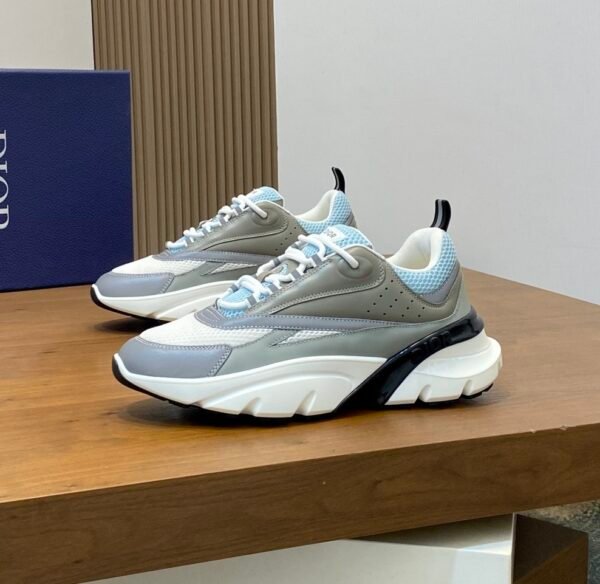 DXR Technical Mesh & Leather Trainers – Grey & Blue