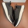 DXR CD Grey & Black Oblique Jacquard Leather Accents Runner Trainers