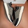 DXR CD Beige & Black Oblique Jacquard Leather Accents Runner Trainers
