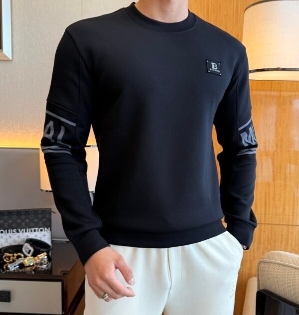 3 BLMN Logo-Print Long-Sleeve Tee Jumper - Black