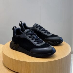 HRMS Leather & Suede Trainers – Triple Black