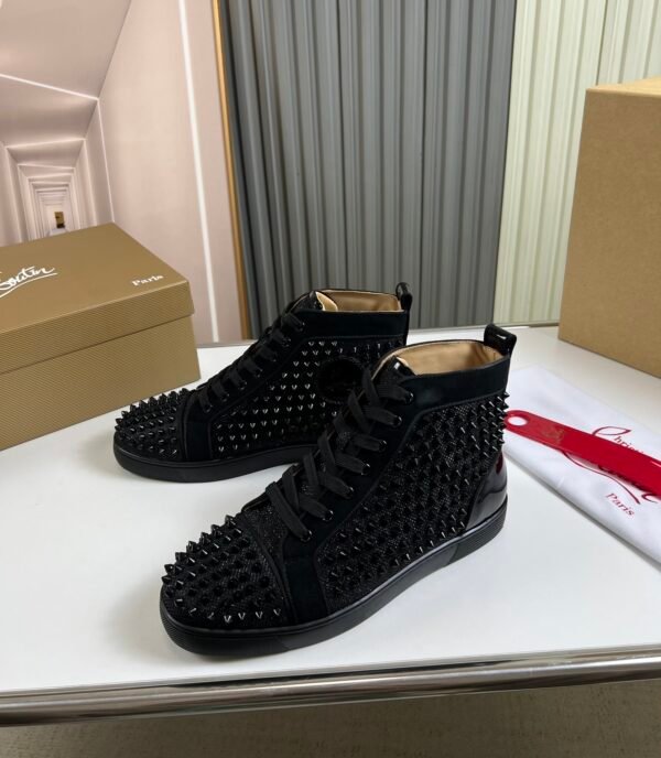 CLB High-Top Trainers in Black with All-Over Stud Panel Details