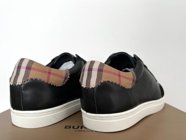 BRBY Trainers with Check Heel Accent - Black