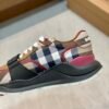 BRBY Trainers with Check Panel and Strap - Brown